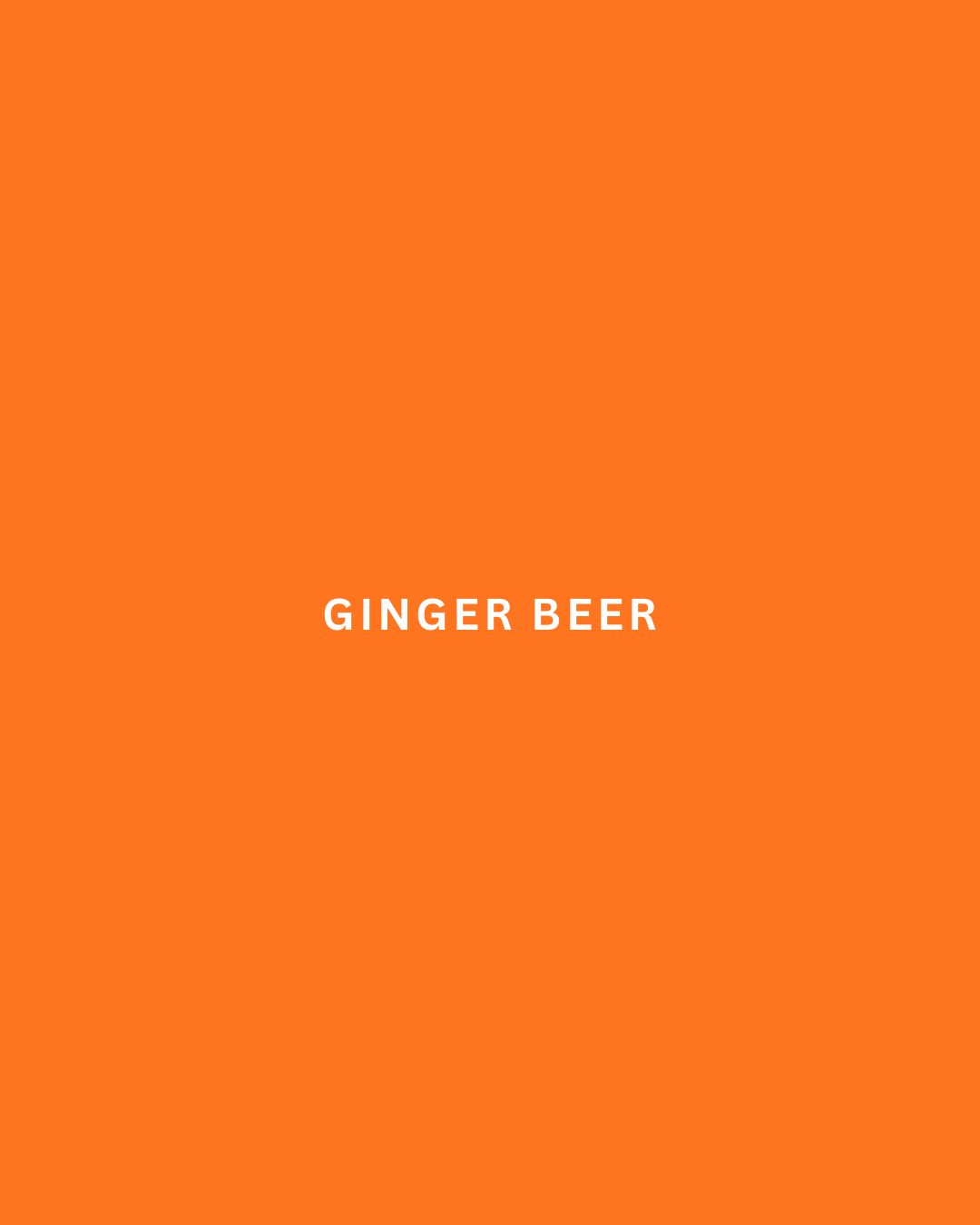 A solid orange square with the words 'GINGER BEER' centered in white uppercase text.