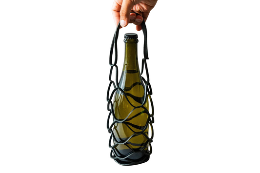 Leather Bottle Bag - Noir